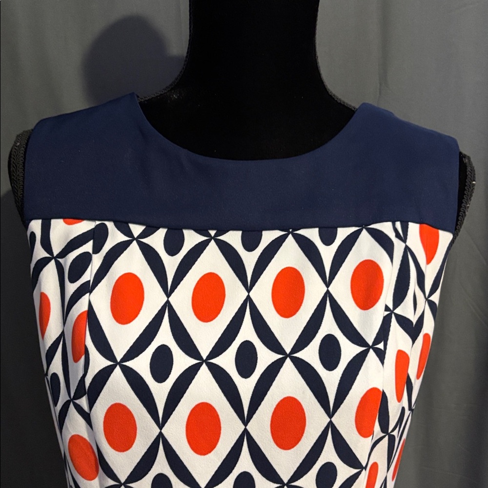 AGB Navy and Orange Geometric Dress - Picture 2 of 4